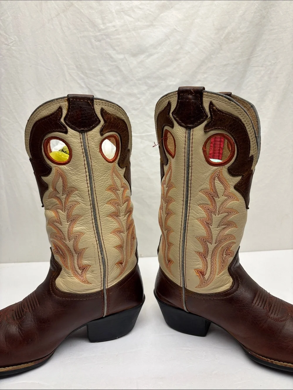 Tony Lama Brown and Cream Western Cowboy Boots, SZ 13.5 for little boy